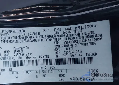 2017 Ford Focus Rs из США, поврежденный, VIN WF0DP3TH3H4119856